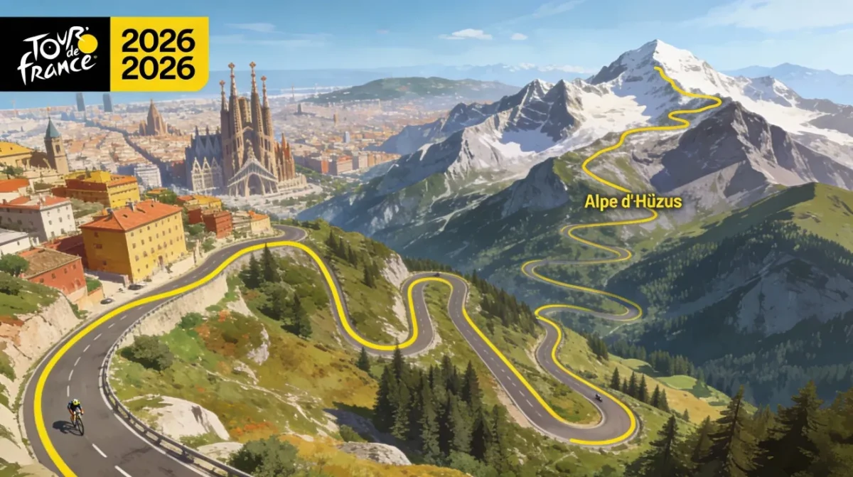 Подробно о маршруте Тур де Франс-2026: старт в Барселоне, структура этапов, командная гонка, ключевые подъемы и двойные финиши на Альп д’Юэз.